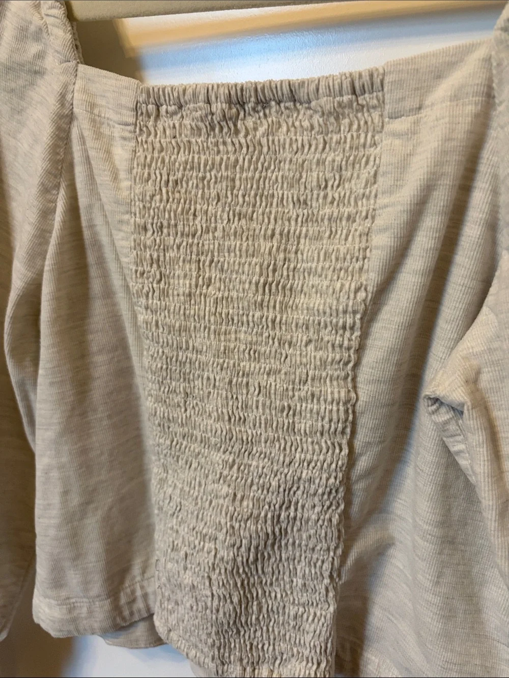 Women’s Cream Button-Front Corduroy Puff Sleeve Top